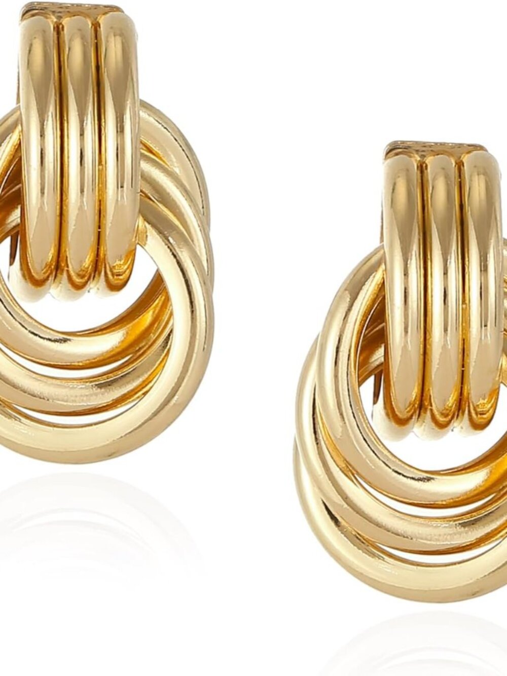 Chunky Gold Statement Earrings - Trendy, Fashion Knot Geometric Drop Dangle Earr